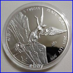 2021 5 oz Silver Mexican Libertad PROOF 5 Troy Oz Coin. 999 Fine Silver Capsule