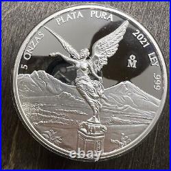 2021 Libertad 5oz PROOF? Mexican Silver Coin in direct fit capsule Plata