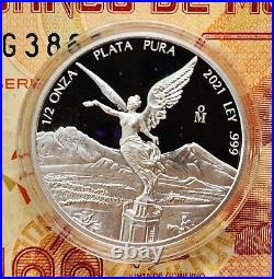 2021 Mexico 1/2 oz (Onza) Silver Proof Mexico Libertad LOW MINTAGE 1700