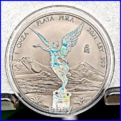 2021 Mexico 1 oz. 999 Fine Silver Libertad Plata Pura Black Holographic Rare