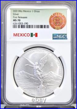 2021 Mexico Silver Libertad 1 Onza Ngc Ms 70 First Releases Perfect Grade 1 Oz