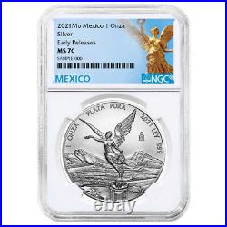 2021 Silver Mexican Libertad Onza 1 oz NGC MS70 ER Mexico Label