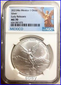 2021 Silver Mexican Libertad Onza 1 oz NGC MS70 ER Mexico Label