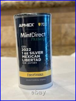 2022 1 oz Silver Libertad (25-Coin MD Premier Tube + PCGS First Strike) Sealed