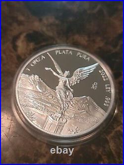 2022 Mexico 1 oz Silver Libertad Proof (In Capsule). 999 Fine Silver Onza Plata