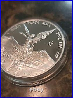 2022 Mexico 1 oz Silver Libertad Proof (In Capsule). 999 Fine Silver Onza Plata