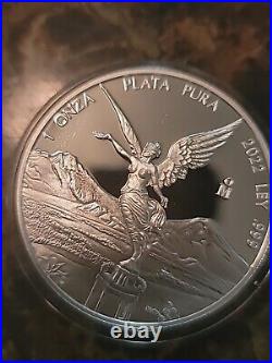 2022 Mexico 1 oz Silver Libertad Proof (In Capsule). 999 Fine Silver Onza Plata