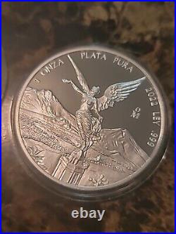 2022 Mexico 1 oz Silver Libertad Proof (In Capsule). 999 Fine Silver Onza Plata