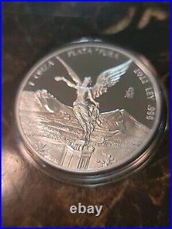 2022 Mexico 1 oz Silver Libertad Proof (In Capsule). 999 Fine Silver Onza Plata