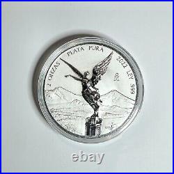 2022 Mexico 2 oz Silver Reverse Proof Libertad Stunning Coin Low Mintage Last 1