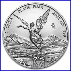 2022 Mexico. 999 Fine Silver Libertad 1 oz 1 Onza Coin BU