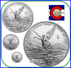 2022 Mexico BU Silver Libertad 4 Coin Set (1/20 1/10 1/4 & 1/2 oz) in capsules