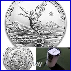 2022 Mexico Libertad 1/2 oz Silver 1 sealed tube 25x Coins