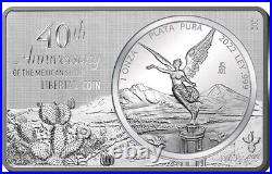 2022 Mexico Libertad 40th Ann. 3 oz Silver Coin Bar Reverse Proof Mintage 2022