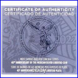 2022 Mexico Libertad 40th Anniversary 2 oz Copper/1 oz Silver Proof Coin Bar