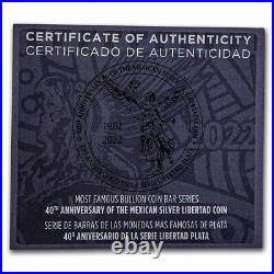 2022 Mexico Libertad 40th Anniversary 3 oz. 999 Silver Coin Bar BLACK Version