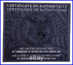 2022 Mexico Libertad 40th Anniversary 3 oz. 999 Silver Coin Bar BLACK Version