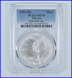 2022 Mo Mexico 1 Onza Silver Libertad MS70 PCGS Blue Label