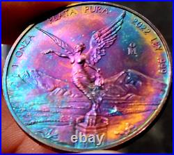 2022 Onza Monster rainbow Toned Mexico Libertad 1oz silver GEM RARE 2022 Onza Monster rainbow Toned Mexico Libertad 1oz silver GEM RARE