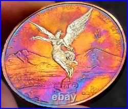 2022 Onza Monster rainbow Toned Mexico Libertad 1oz silver RARE GEM
