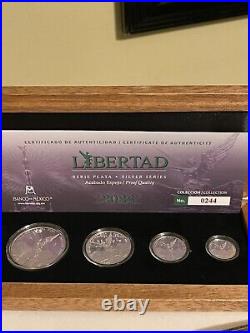 2022 Proof Mexican Libertad 5 Coin Set w Box & Coa Rare Banco De Mexico Silver