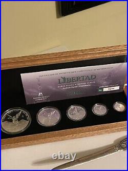 2022 Proof Mexican Libertad 5 Coin Set w Box & Coa Rare Banco De Mexico Silver