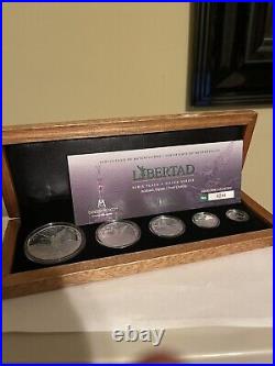 2022 Proof Mexican Libertad 5 Coin Set w Box & Coa Rare Banco De Mexico Silver