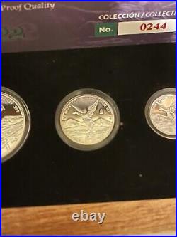 2022 Proof Mexican Libertad 5 Coin Set w Box & Coa Rare Banco De Mexico Silver