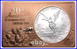 2022 Silver 1 oz & Copper 2 oz Mexican Libertad 40th Anniversary Proof Coin Bar