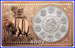 2022 Silver 1 oz & Copper 2 oz Mexican Libertad 40th Anniversary Proof Coin Bar