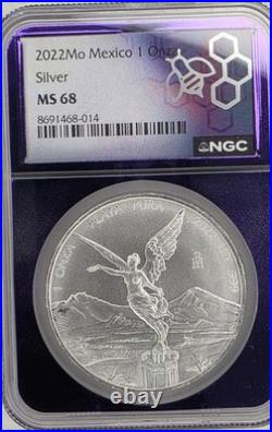 2022Mo Mexico 1 Onza Silver Libertad NGC MS68.999 Fine Silver 1 oz BU Coin