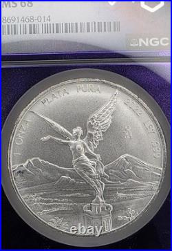 2022Mo Mexico 1 Onza Silver Libertad NGC MS68.999 Fine Silver 1 oz BU Coin
