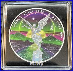 2023 1 OZ Silver VAPORWAVE Mexican Libertad Awesome Metallic Holo Iconmint /250