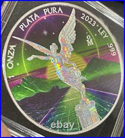 2023 1 OZ Silver VAPORWAVE Mexican Libertad Awesome Metallic Holo Iconmint /250