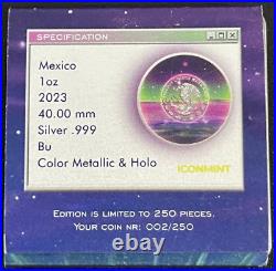 2023 1 OZ Silver VAPORWAVE Mexican Libertad Awesome Metallic Holo Iconmint /250