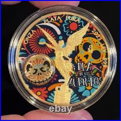 2023 1 Oz Silver Libertad DIA DE LOS MUERTOS 100 Minted Worldwide JVP Coins