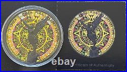 2023 1 Oz Silver MEXICAN AZTEC CALENDAR LIBERTAD Ruthenium Colored Coin #10/100