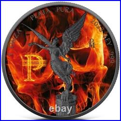 2023 1 Oz Silver MEXICAN BURNING LIBERTAD Ruthenium Colored Coin