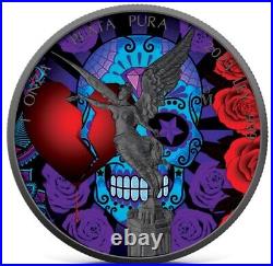 2023 1 Oz Silver MEXICAN LOVE KILLS LIBERTAD Ruthenium Colored Coin