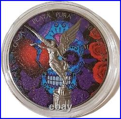 2023 1 Oz Silver MEXICAN LOVE KILLS LIBERTAD Ruthenium Colored Coin