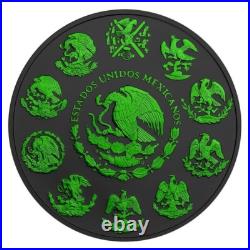 2023 1 oz Mexican Libertad Aztec Calendar Cyber Green Colorized Silver Coin
