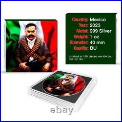 2023 1 oz Mexican Libertad Emiliano Zapata AK-47 Flag Colorized Silver Coin