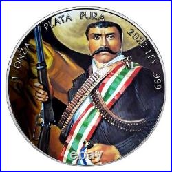 2023 1 oz Mexican Libertad Emiliano Zapata Shotgun Colorized Silver Coin