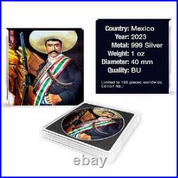 2023 1 oz Mexican Libertad Emiliano Zapata Shotgun Colorized Silver Coin