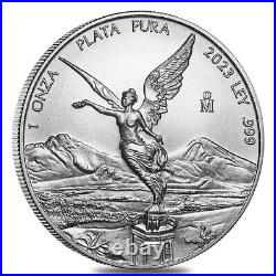 2023 1 oz Mexican Silver Libertad Coin. 999 Fine (BU) Lot of 10 Fast Shipping