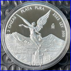 2023 2 Onzas Plata Pura 2 Oz. 999 Silver Mexico Libertad PROOF Coin in Capsule