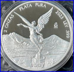 2023 2 Onzas Plata Pura 2 Oz. 999 Silver Mexico Libertad PROOF Coin in Capsule