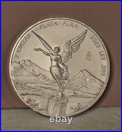 2023 2 oz Mexican Libertad Silver Coin. 999 Fine Silver BU