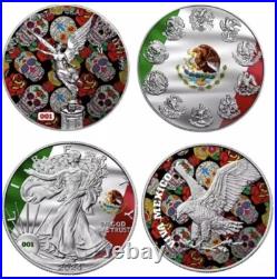 2023/2024 Mexico & US Mexican Pride 2 x 1 oz Silver Coin Set Mintage 500 LOT#554