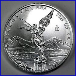 2023 5 Onza Mexico Libertad 5 oz. Silver BU Coin, In Vinyl Flip-Free Ship